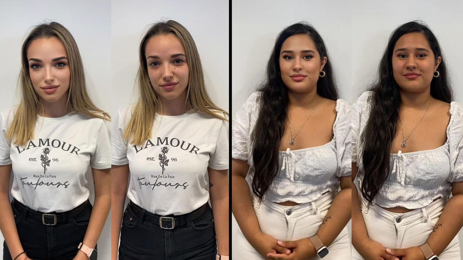 El antes y el después de usar el filtro 'Bold Glamour' de TikTok