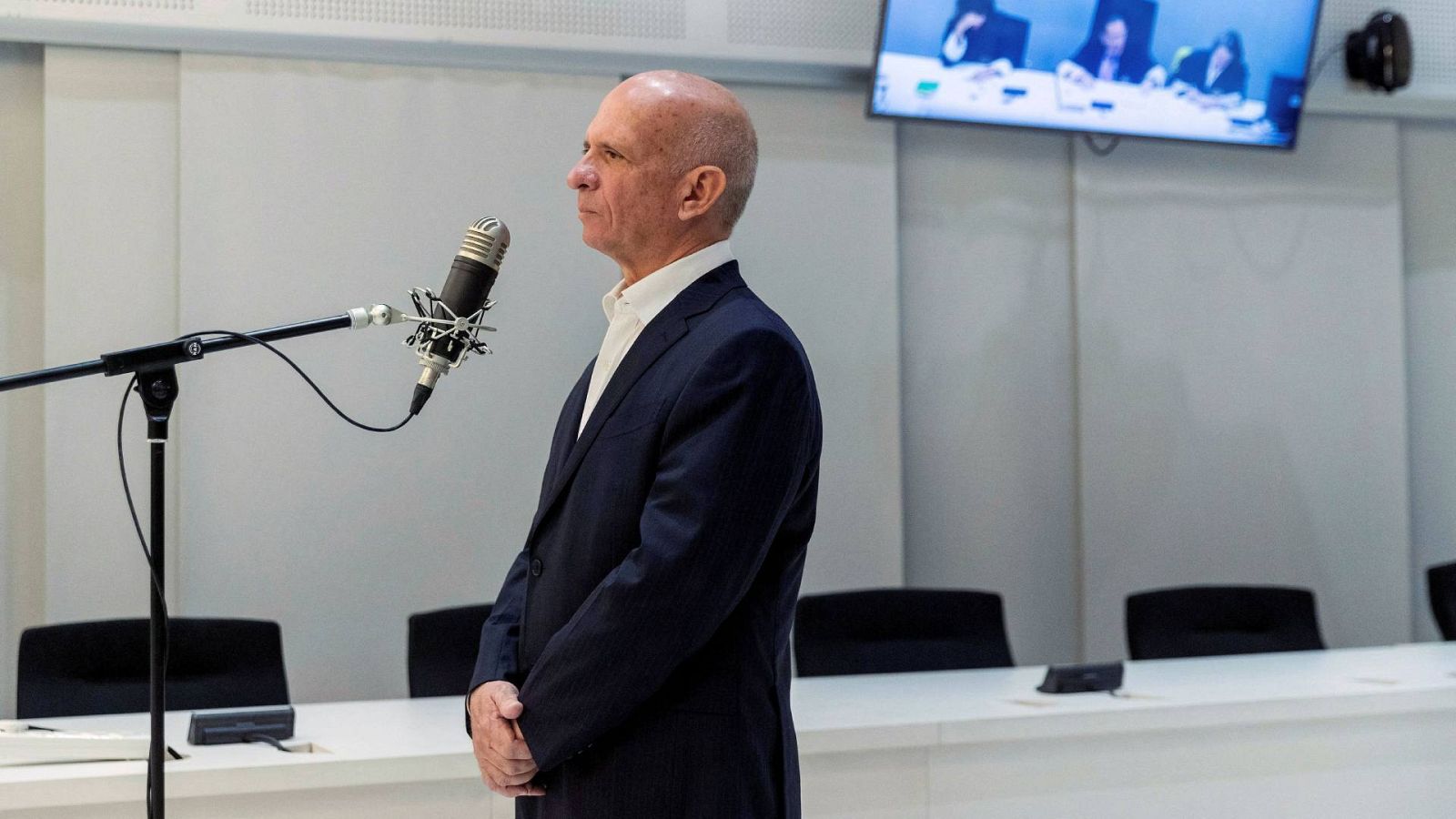 El exjefe de la inteligencia venezolana Hugo Carvajal durante su audiencia de extradición a EE.UU. en el Tribunal Superior de Justicia de Madrid, España.