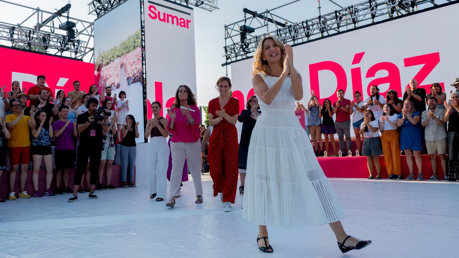 La líder de Sumar, Yolanda Díaz, en un acto de campaña