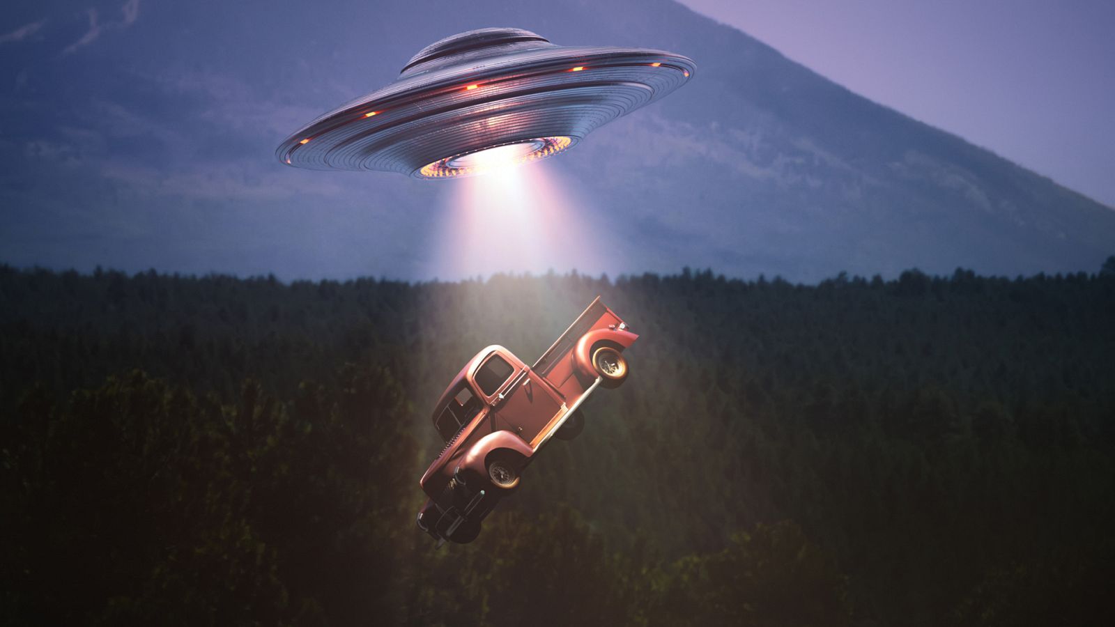 Un ovni imaginario en plena abducción.