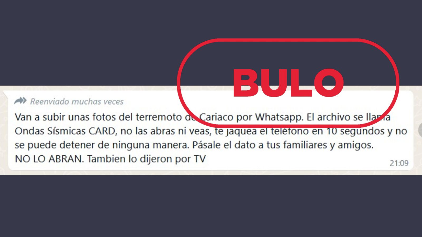 Captura del mensaje falso que circula por WhatsApp