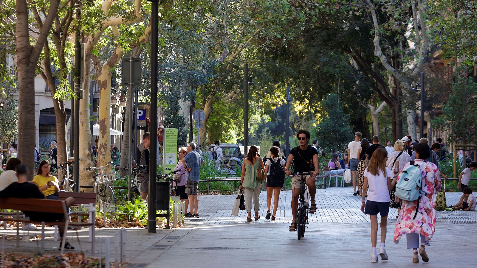 Aspecte del carrer Consell de Cent de Barcelona després del procés de pacificació