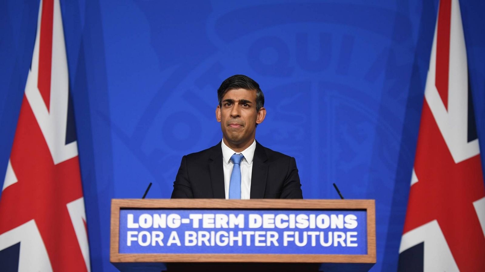 Rishi Sunak, durante la conferencia de prensa en Downing Street