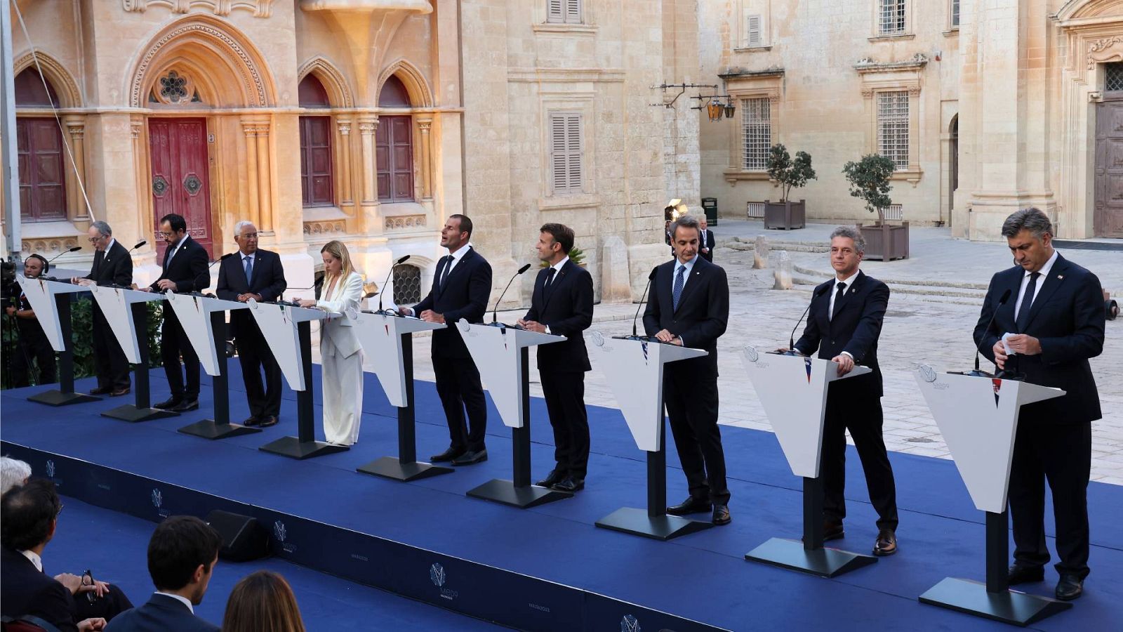 Rueda de prensa de los representantes del MED9 en La Valeta (Malta)