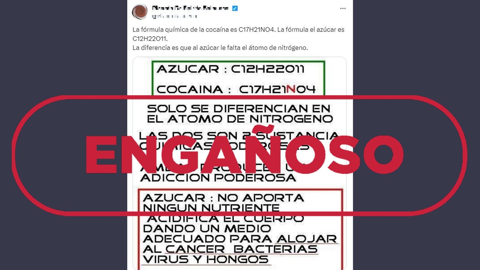 Cocaína y azúcar: mensaje engañoso que circula en redes comparando ambas sustancias