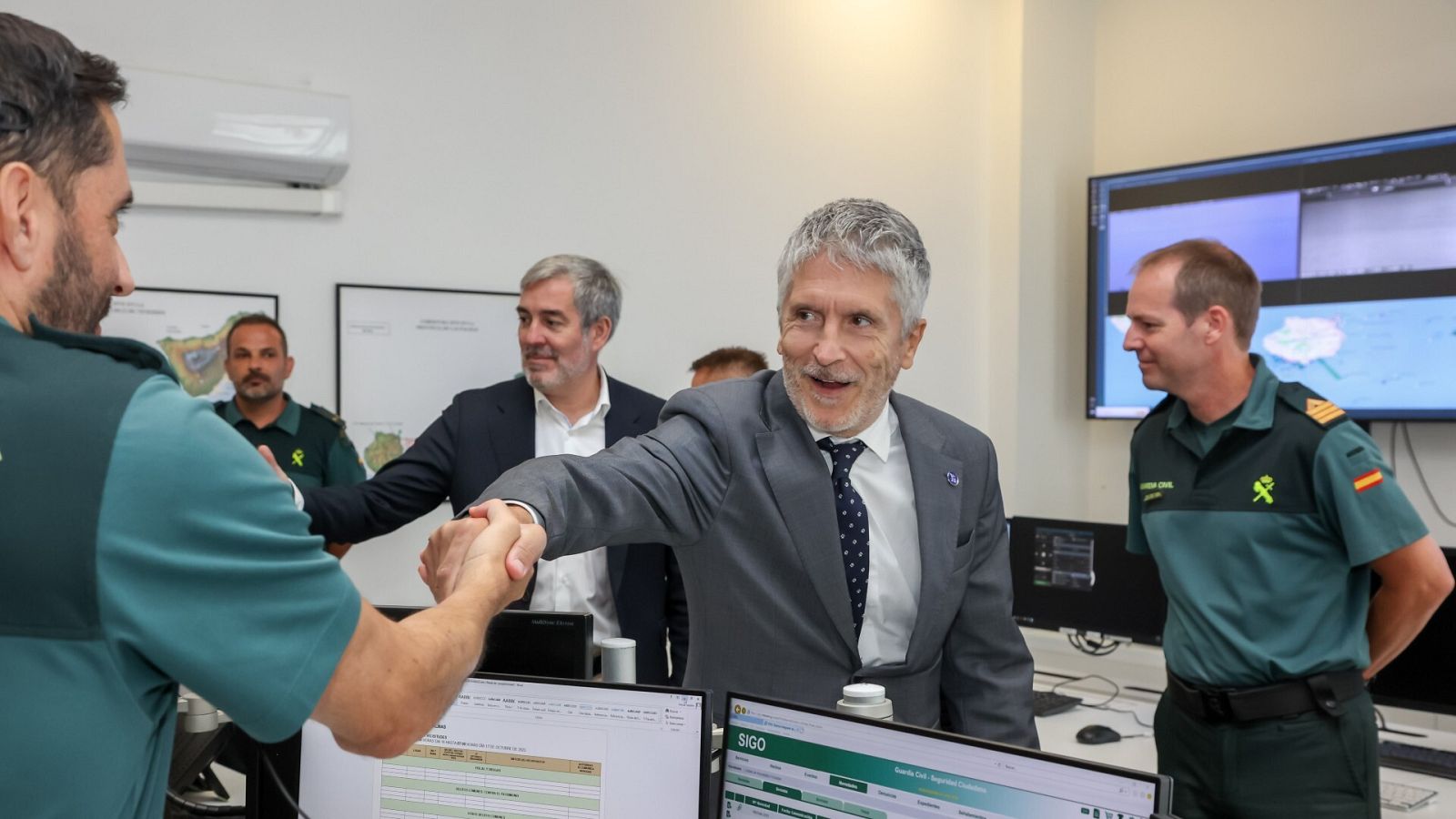 Fernando Grande-Marlaska, a su llegada al Centro de Coordinación Regional de Canarias