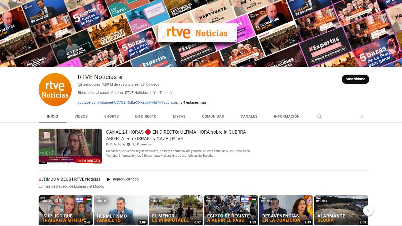 El Canal 24 Horas en YouTube ha sumado desde el 1 de septiembre 80 millones de visualizaciones
