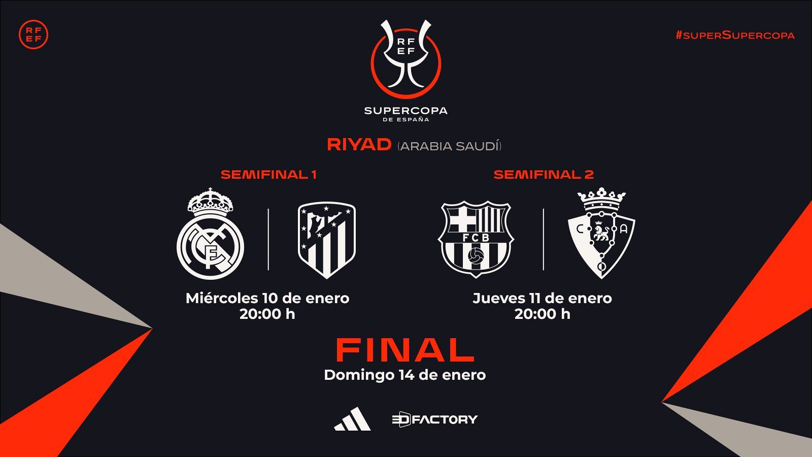 Fechas y horarios de la Supercopa de España