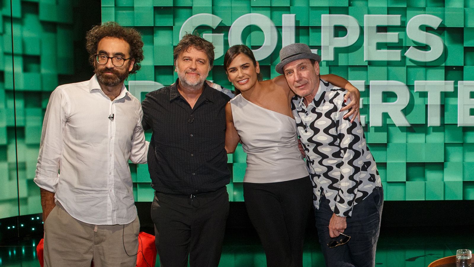 Los invitados al coloquio, Luis E Parés, Juan Carlos Fresnadillo y Eusebio Poncela, con Elena S. Sánchez