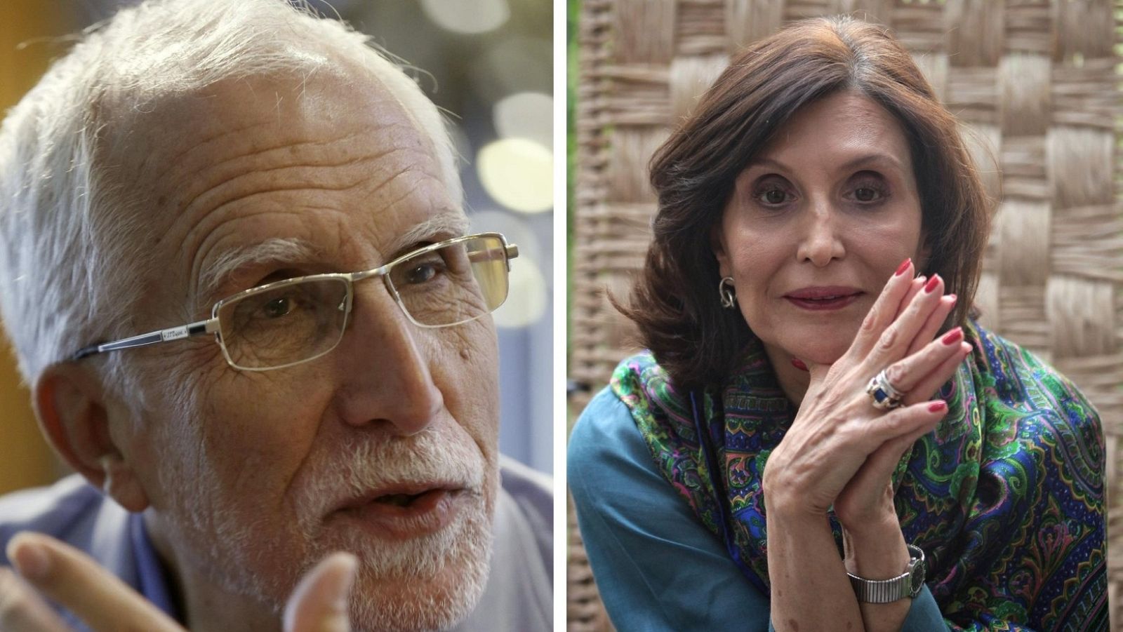 A la izq. el escritor y ensayista español Luis Mateo Díez a la dcha, la novelista mexicana Ángeles Mastretta.