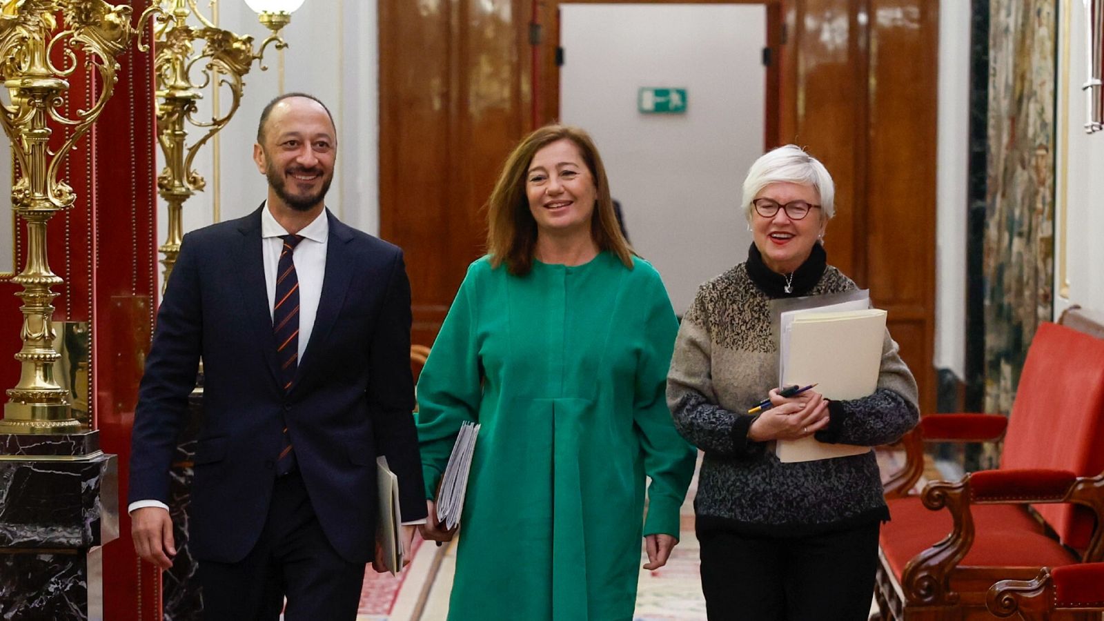 La presidenta del Congreso, Francina Armengol, a su llegada a la reunión que la Mesa de la Cámara Baja celebrada este viernes