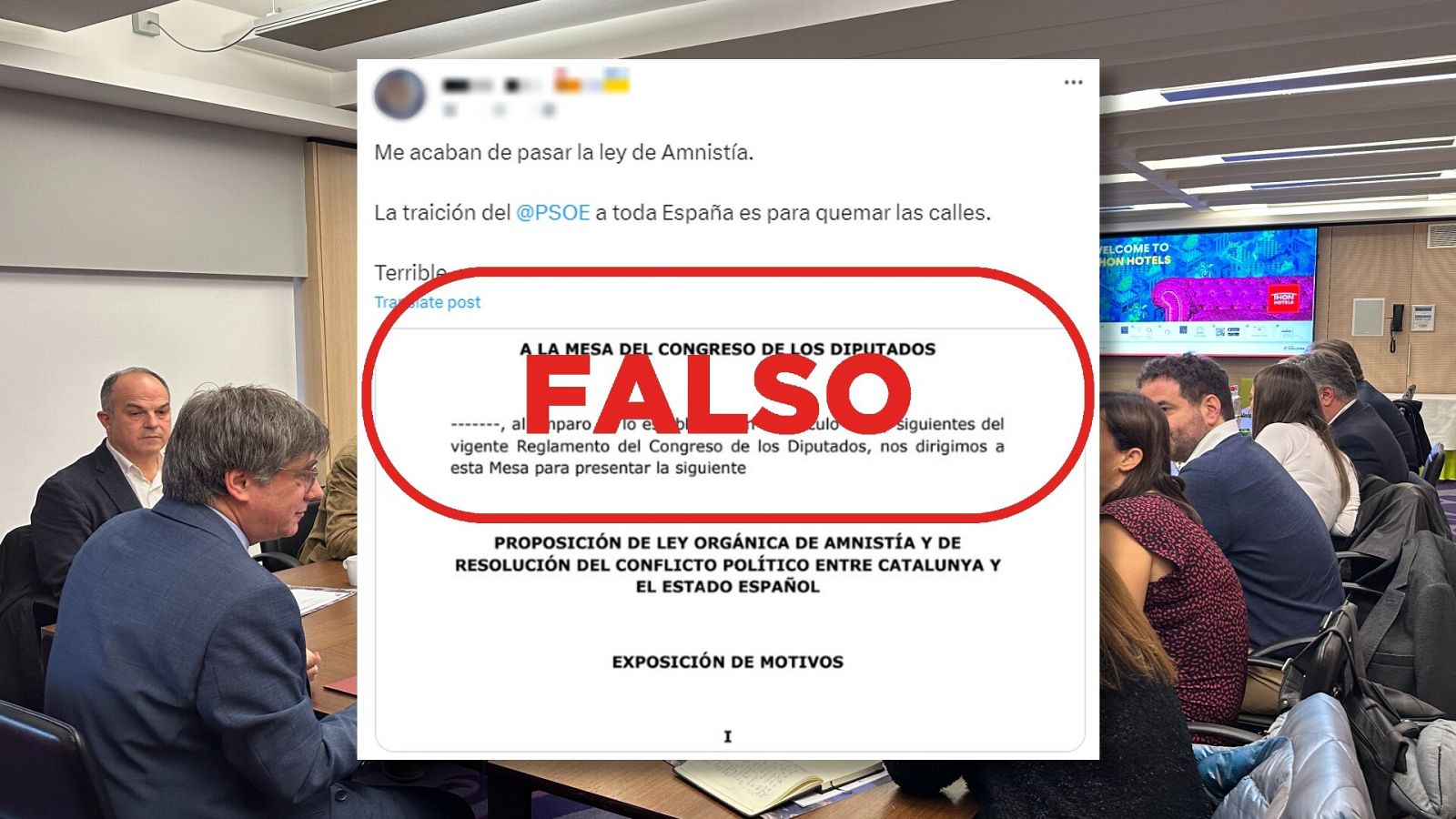 Proposición de ley de amnistía: un documento falso se difunde en las redes sociales