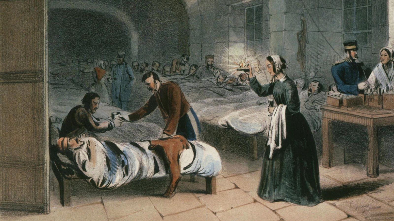 Florence Nightingale en el hospital militar de Scutari (1854-57).