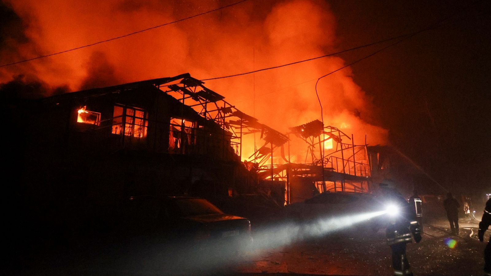 Imagen de un ataque con drones rusos en Járkov