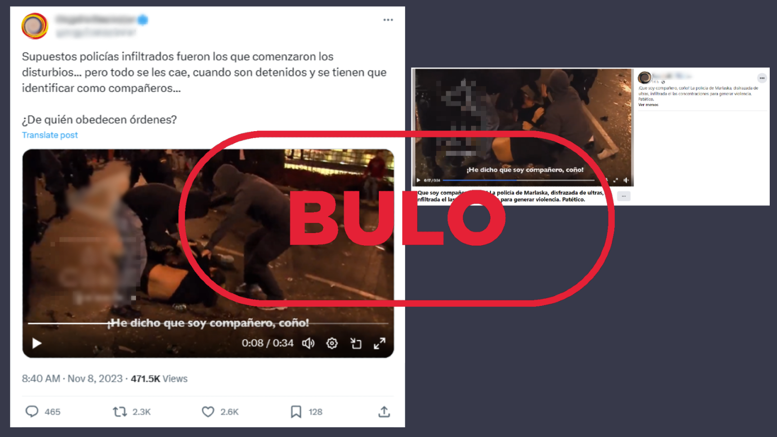 Protestas contra la amnistía: Publicaciones de redes difunden el bulo de que este vídeo de 2012 guarda relación con las manifestaciones en Madrid