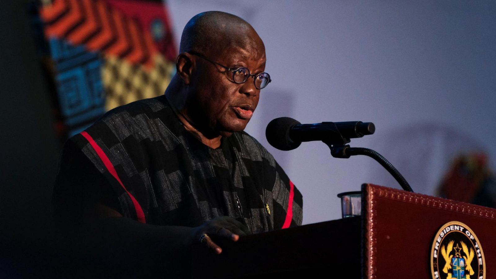 El presidente de Ghana, Nana Akufo-Addo, en la conferencia de la Unión Africana sobre reparaciones en Accra, Ghana.