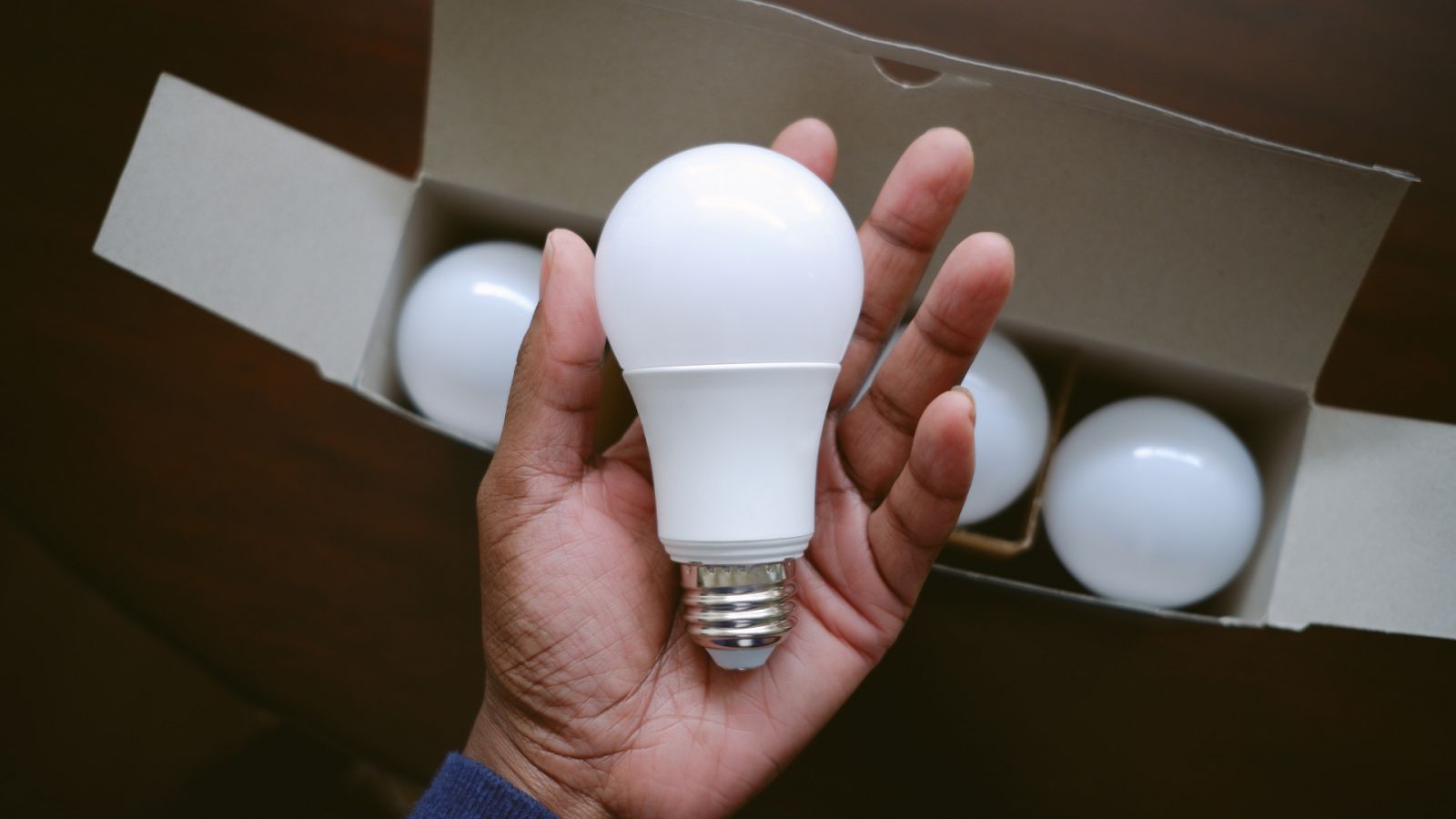 Una persona sostiene una bombilla