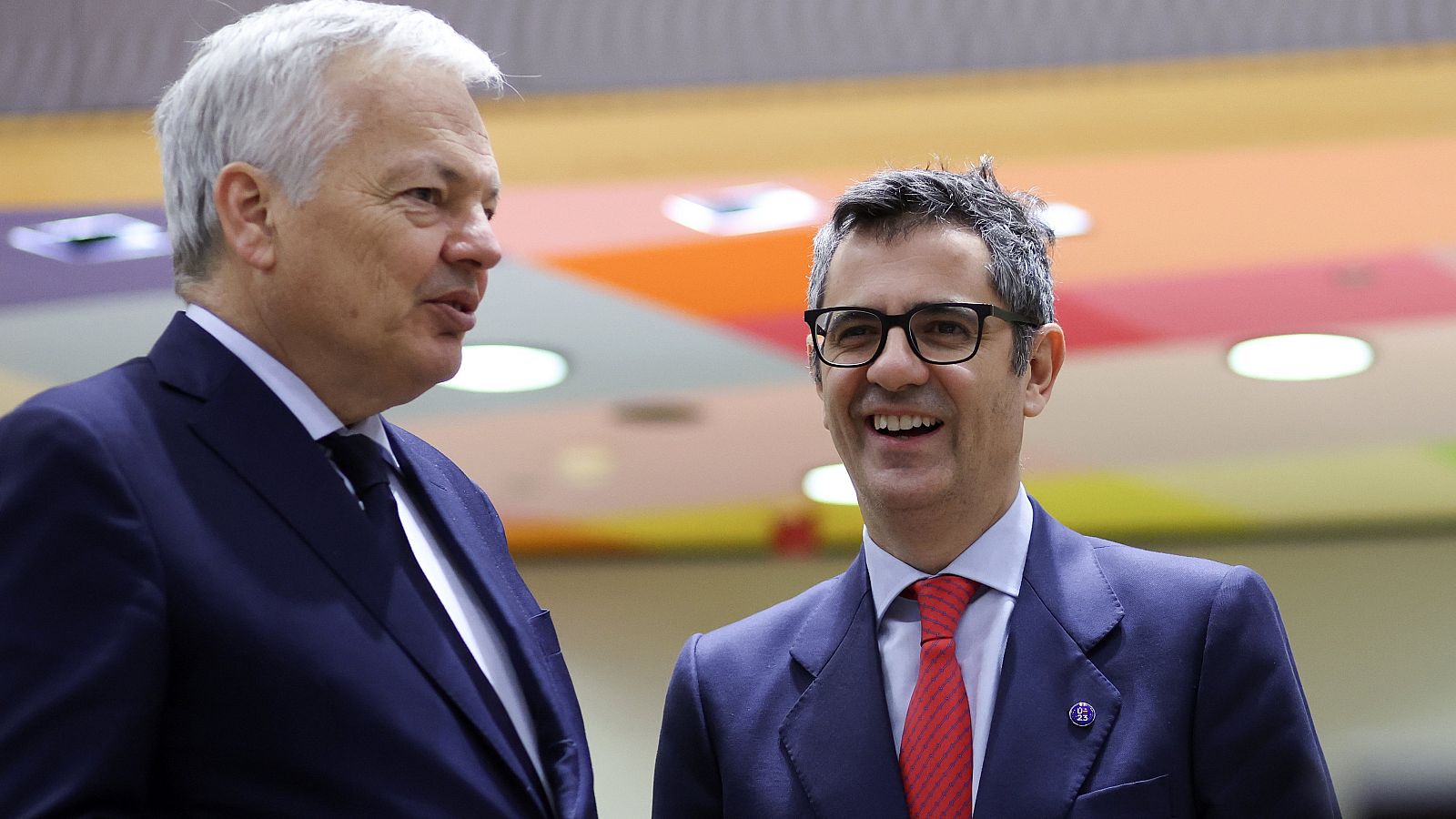 El comisario de Justicia europeo, Didier Reynders, y el ministro de Justicia de España, Félix Bolaños