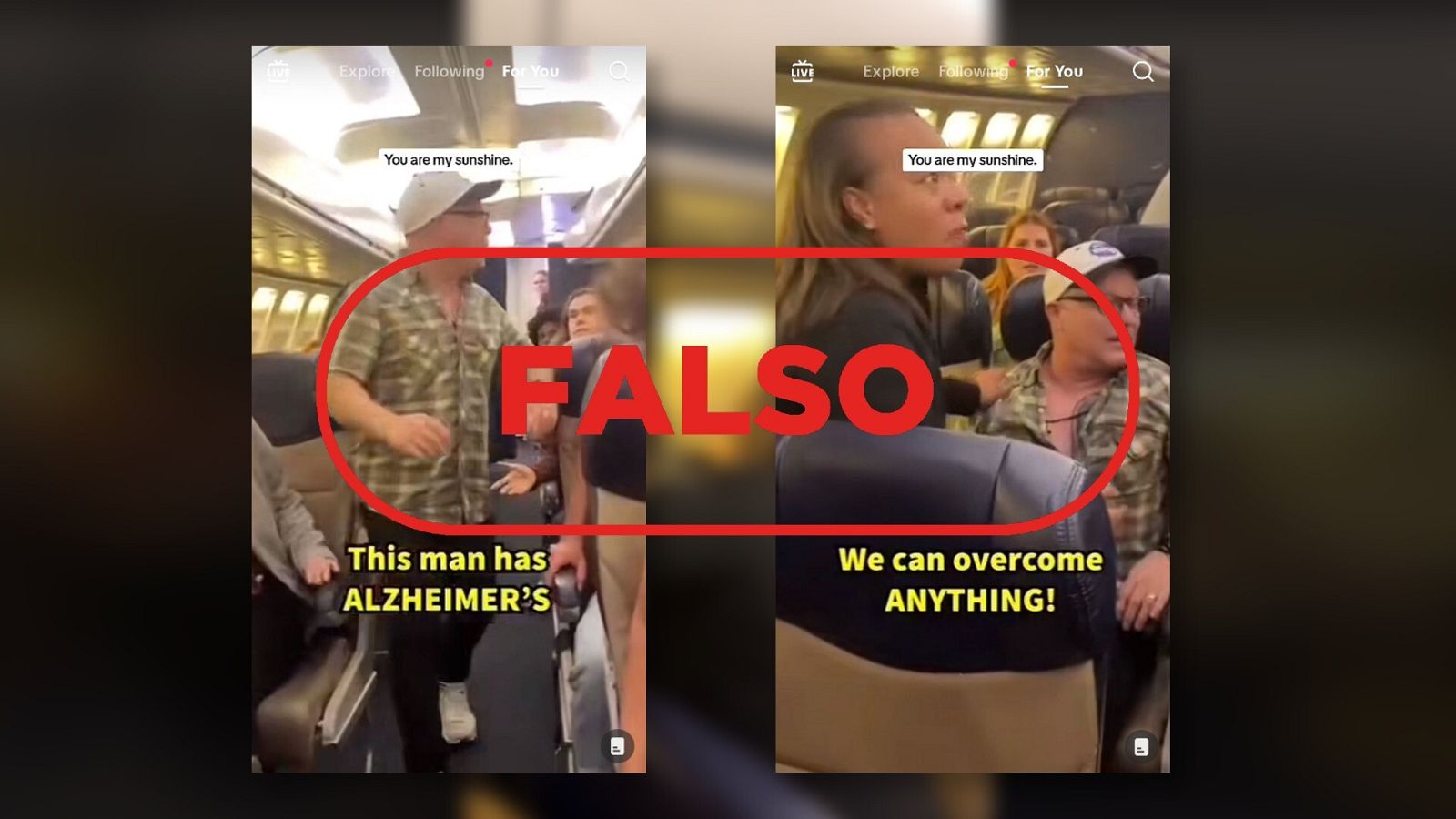 Es falso el vídeo viral de un hombre con alzhéimer en un avión