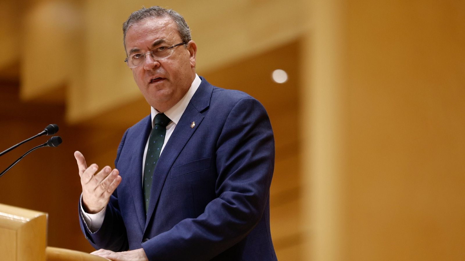 El senador del PP José Antonio Monago interviene durante la sesión de Control al Gobierno dle pasado martes