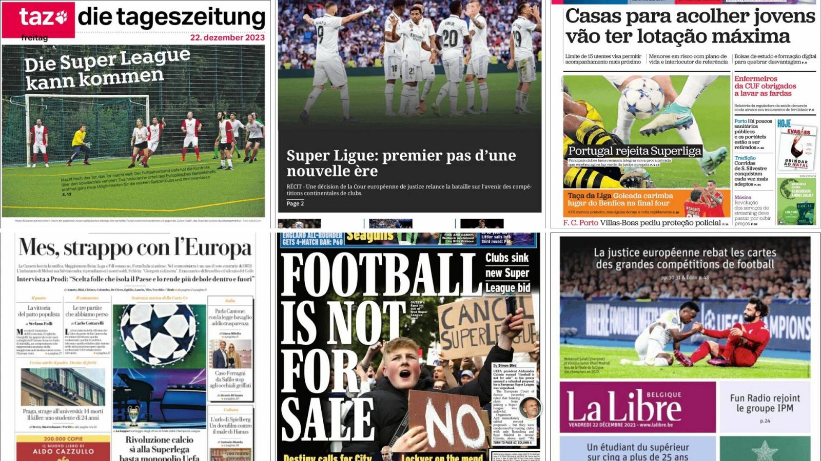 Así ve la prensa europea el aval de la Justicia europea a la Superliga