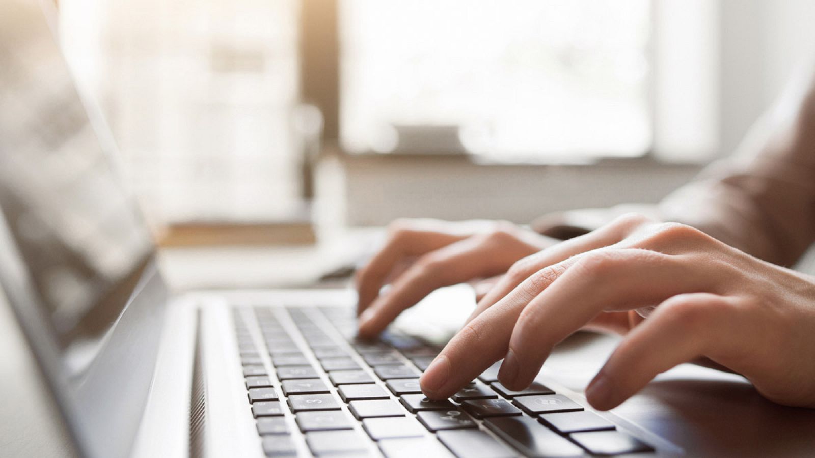 Una persona teclea en un ordenador
