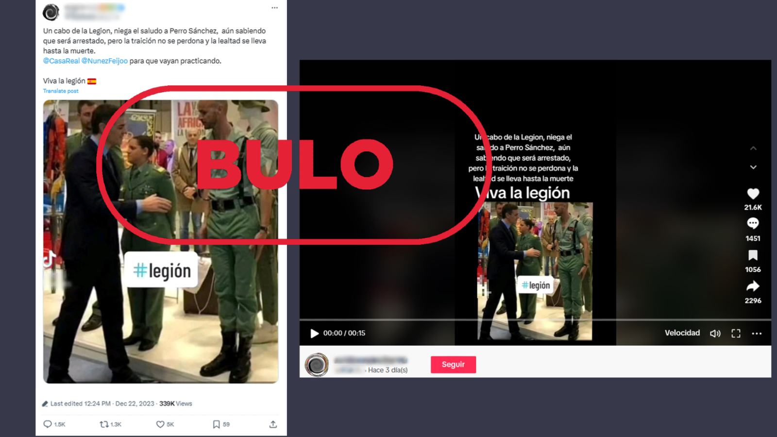 Fitur 2020: Vuelve a circular el bulo de que un legionario negó el saludo a Pedro Sánchez