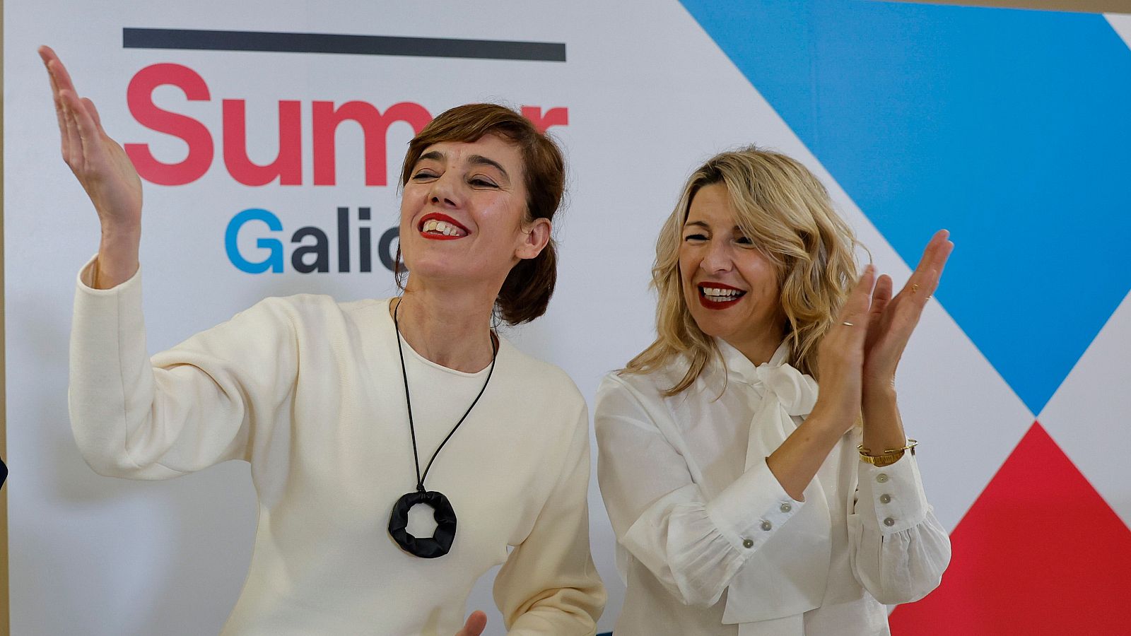 La líder de Sumar, Yolanda Díaz, presenta a Marta Lois como candidata del partido a la presidencia de la Xunta