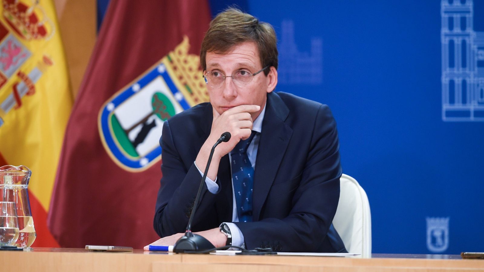 El alcalde de Madrid, José Luis Martínez Almeida, durante la rueda de prensa