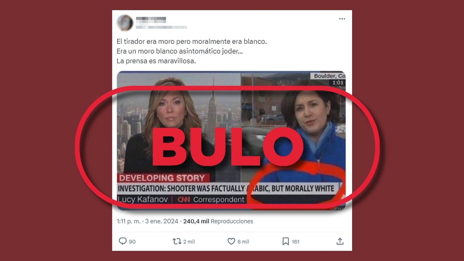 Montaje fotográfico: difunden una imagen de los informativos de la CNN manipulada con un rótulo falso