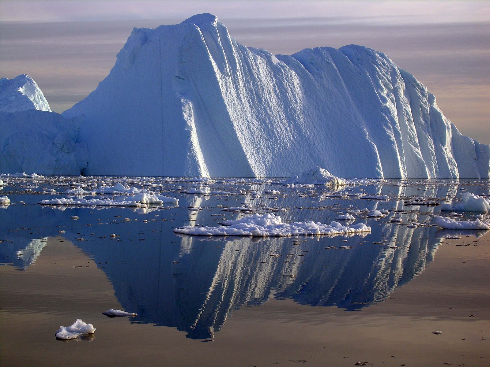 An iceberg carved from a glacier floats in the Jacobshavn fjord in south-west Greenland in this undated handout photograph