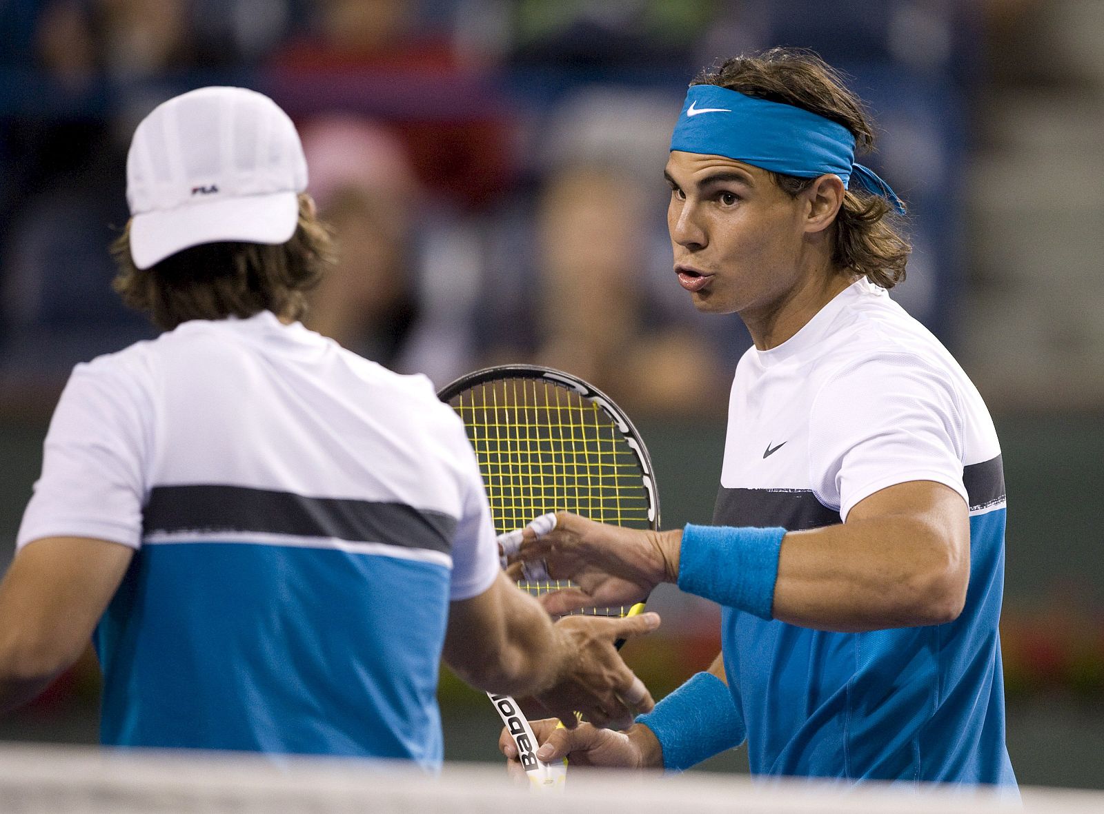 Nadal y Marc López, en un encuentro de dobles en Indian Wells