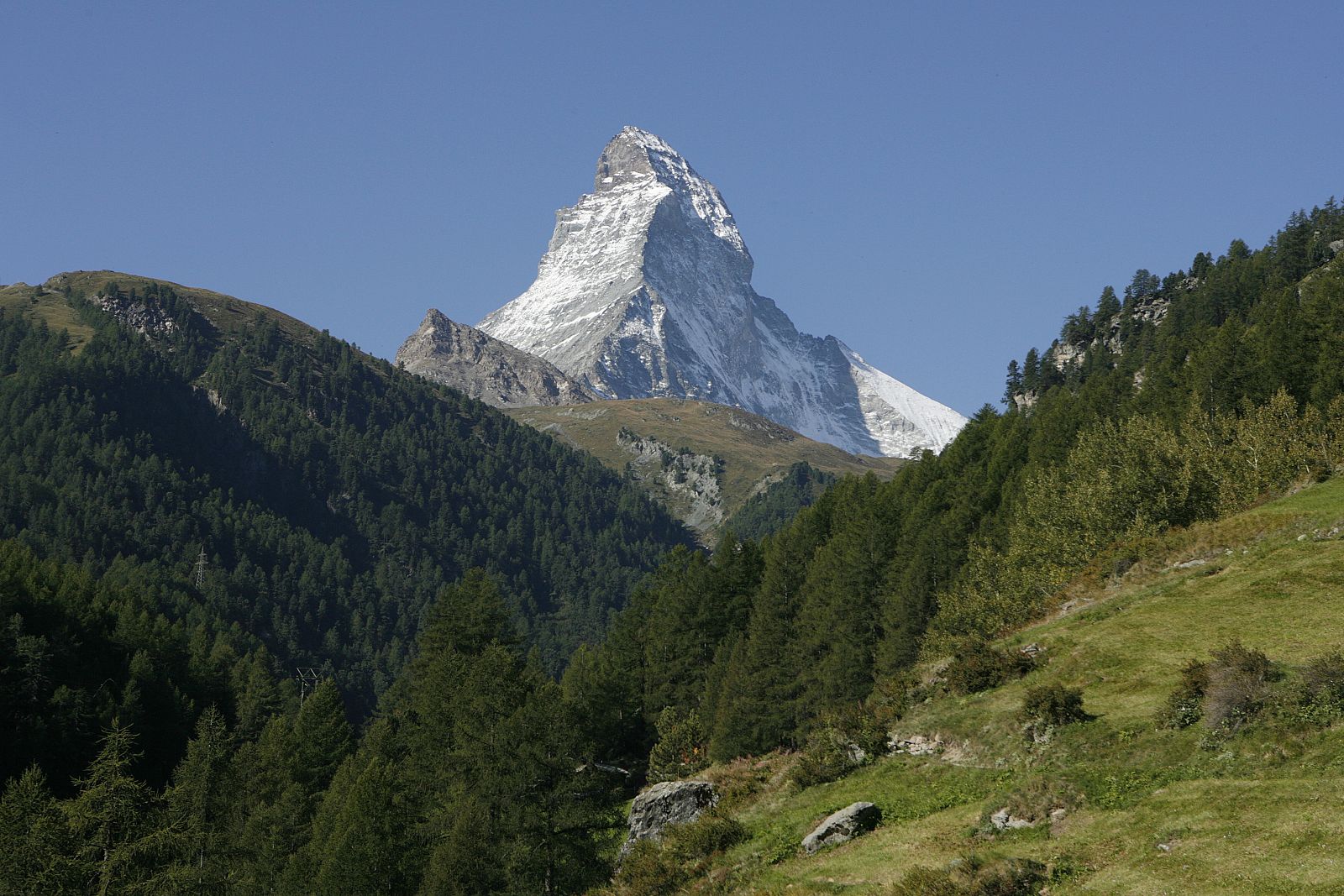The Matterhorn mountain above the village of Zermatt