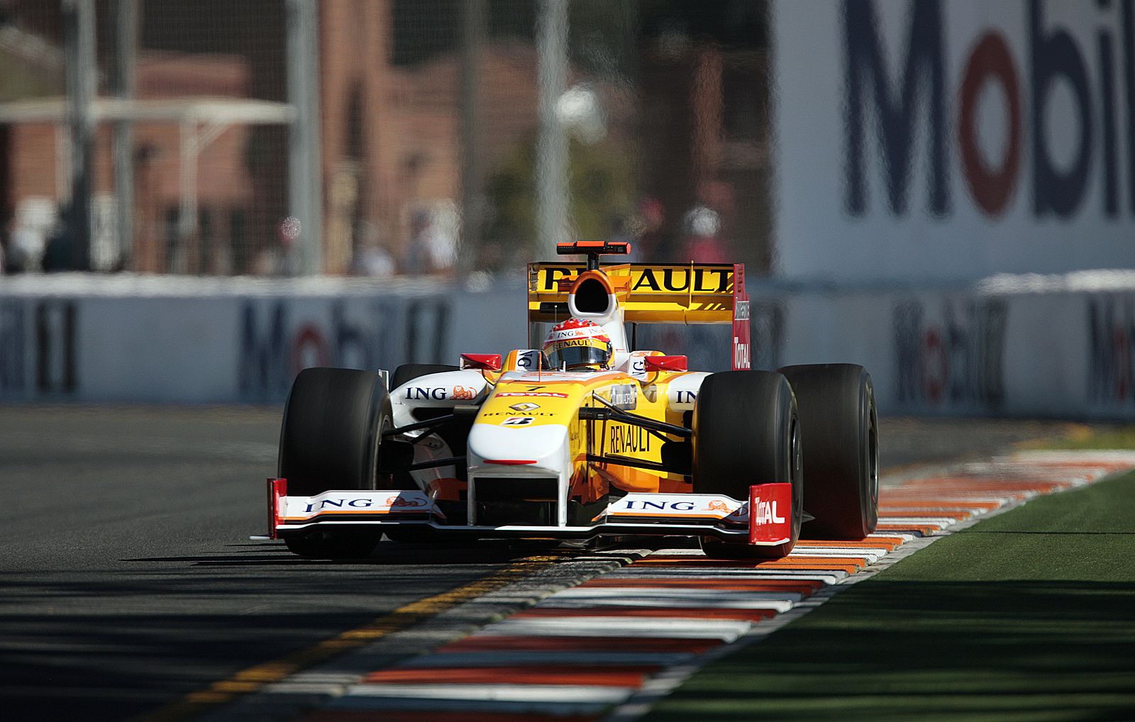 Renault Formula One driver Alonso of Spain drives during a practice session at Australian F1 Grand Prix in Melbourne