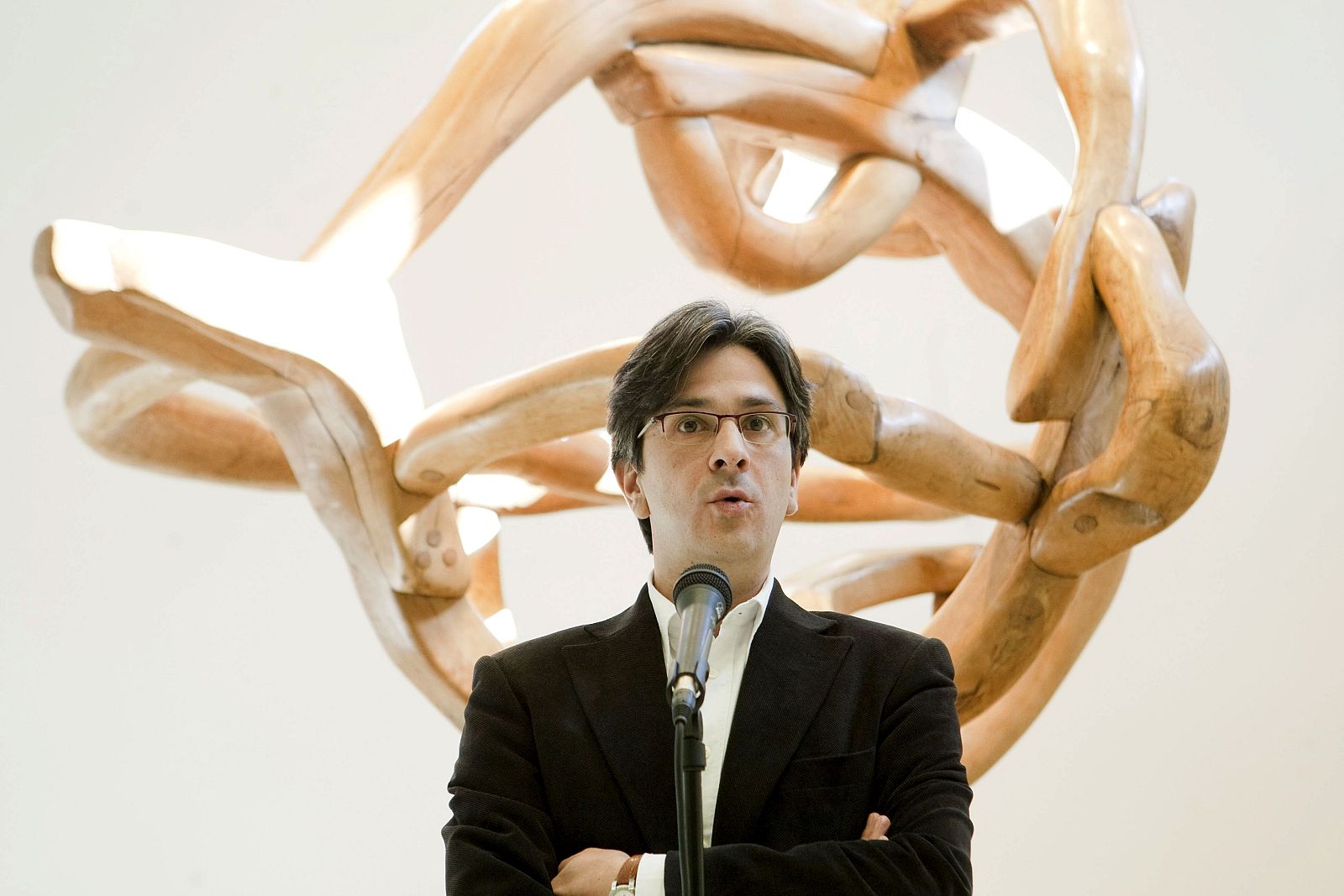 El parlamentario de Ezker Batua, Mikel Arana, tras acreditarse en Vitoria