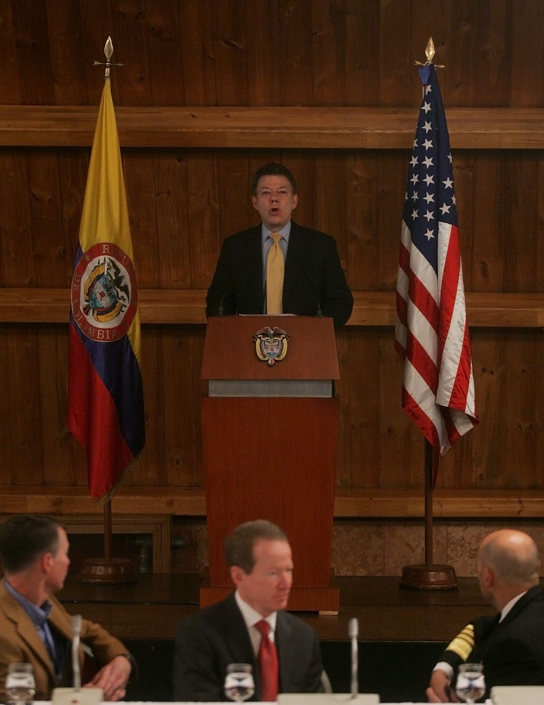 El ministro de Defensa de Colombia durante su intervención en la Conferencia contra el Terrorismo que se realiza en Bogotá