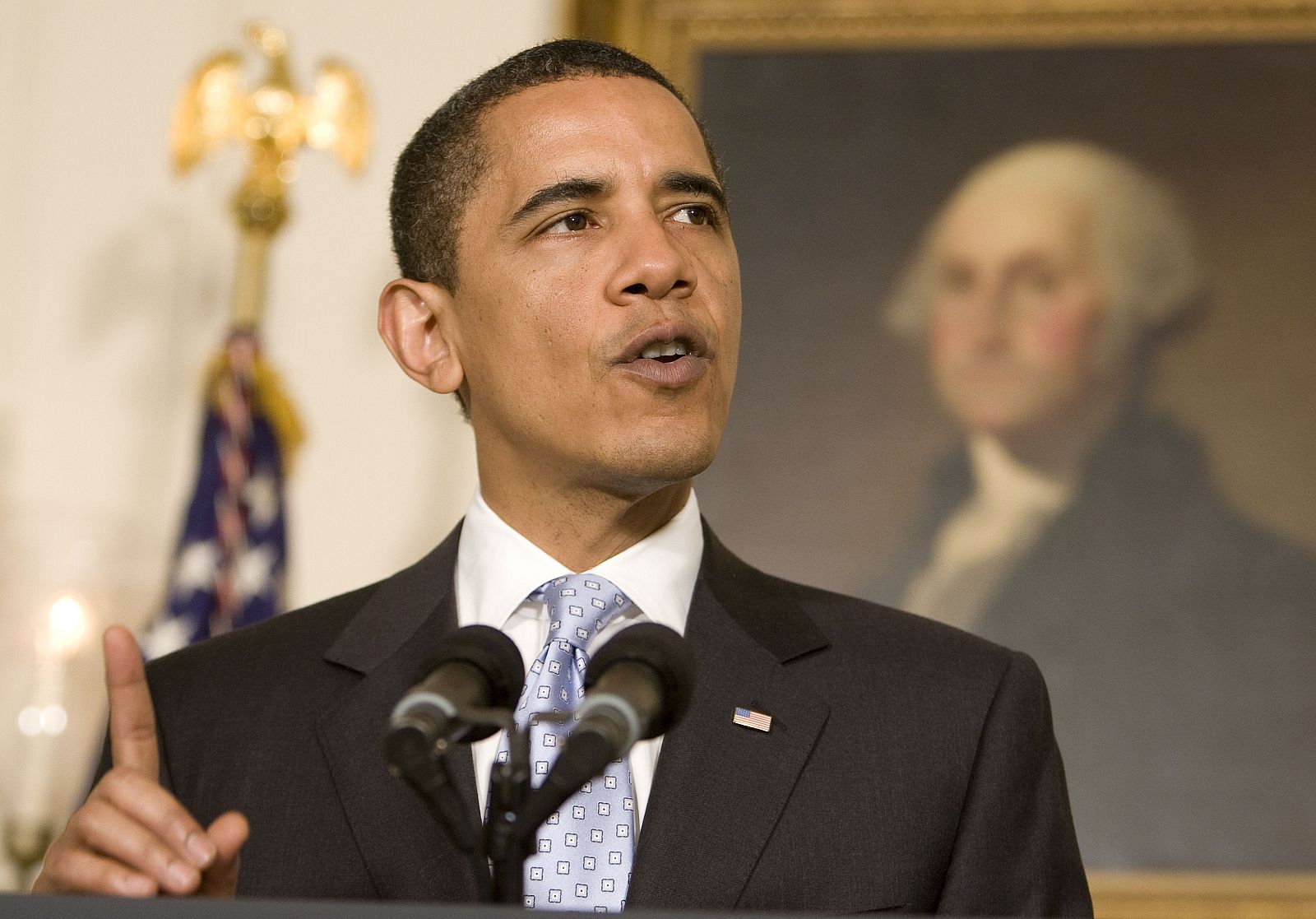 U.S. President Barack Obama speaks about higher education in the Diplomatic Room at the White House