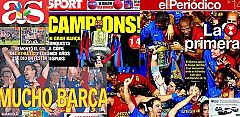 La prensa destaca el primer título del Barça