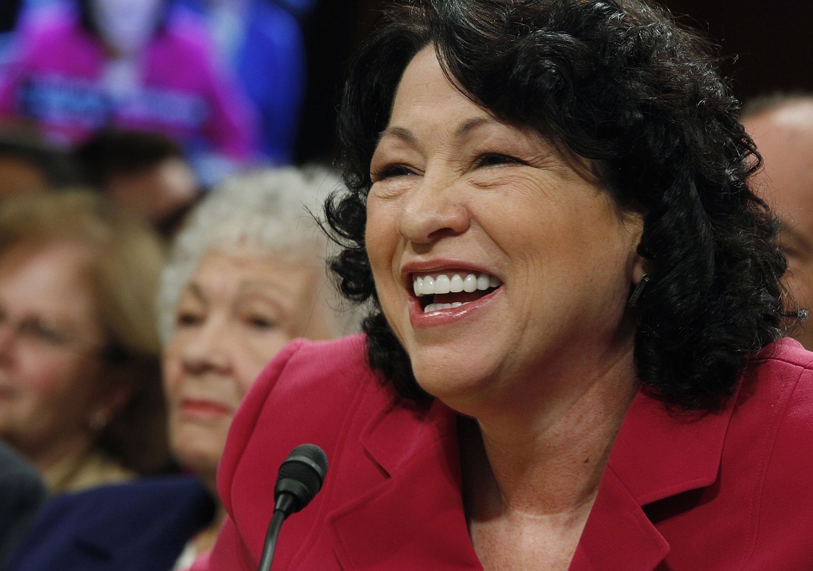 U.S. Supreme Court nominee Judge Sotomayor smiles while answering questions during final day of testimony at her U.S. Senate Judiciary Committee confirmation hearings