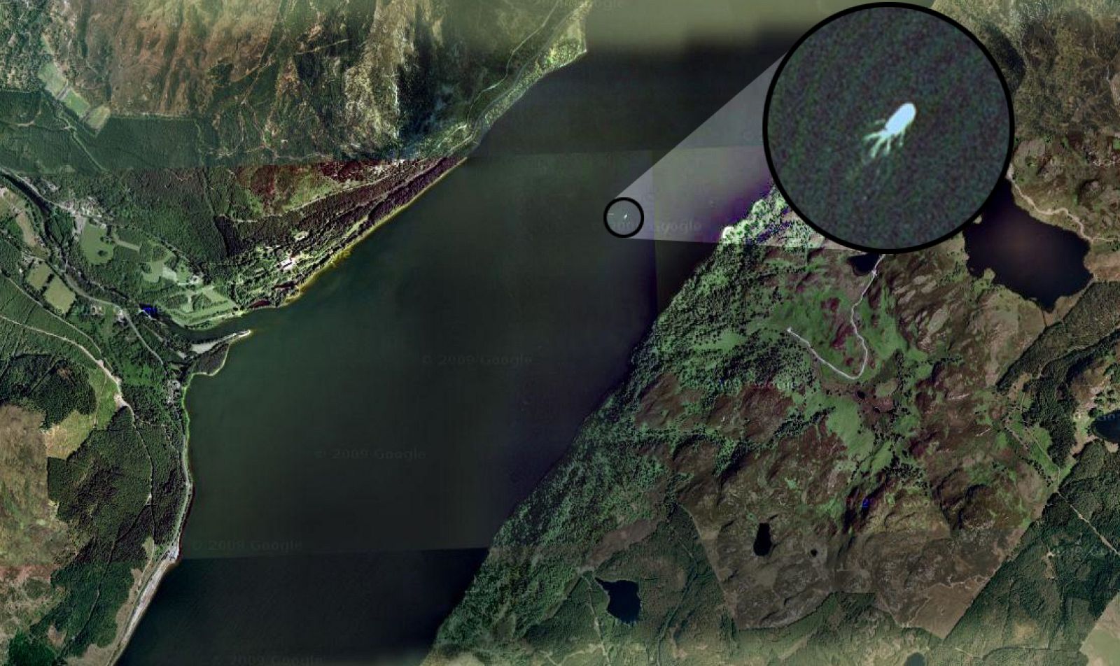 Google Earth captura una imagen que podría ser el monstruo del lago Ness