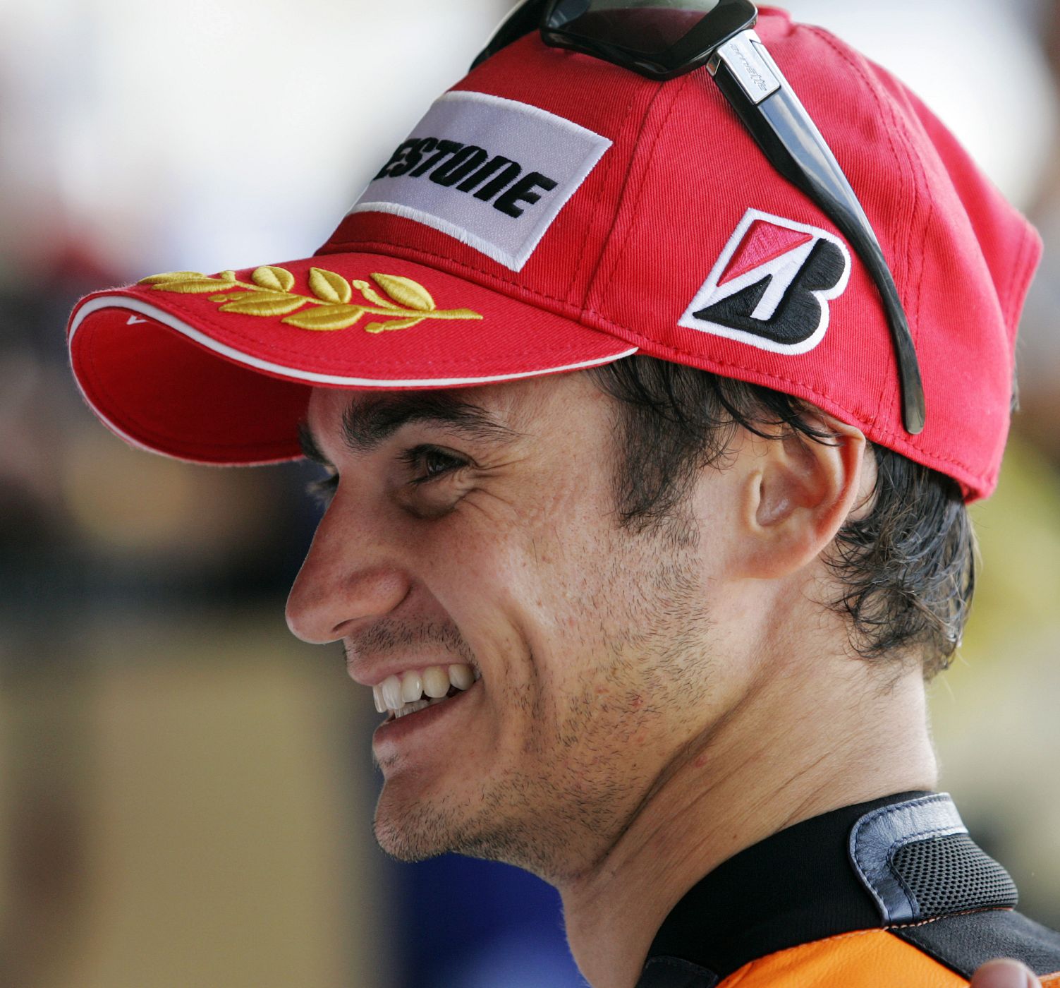 Dani Pedrosa smiles after winning pole for Indianapolis Grand Prix at the Indianapolis Motor Speedway