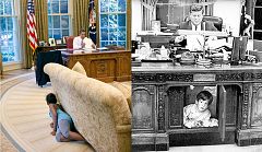 Barack Obama homenajea a Kennedy con una foto de su hija Sasha en el Despacho Oval
