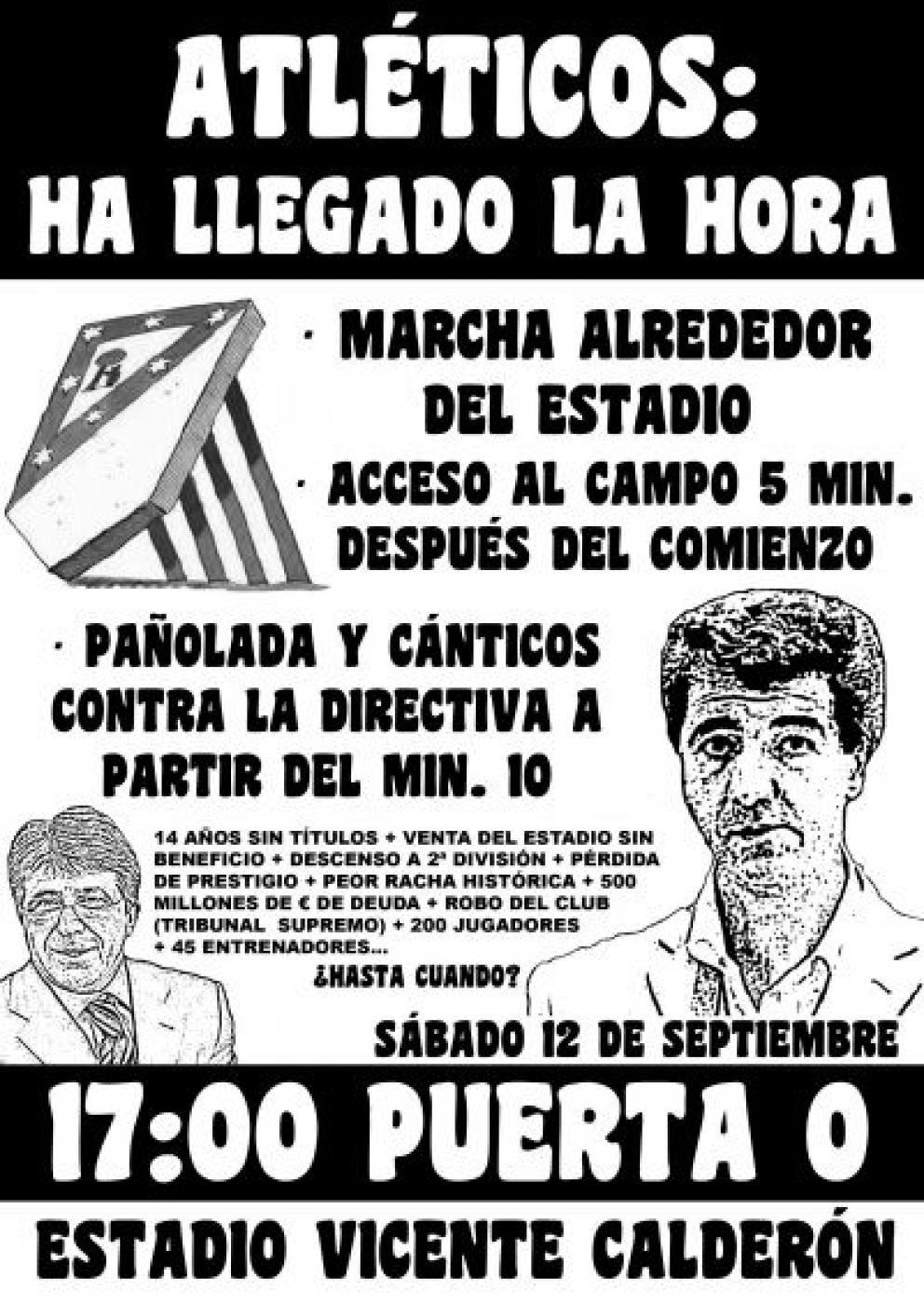 Cartel de la convocatoria de la manifestación de los atléticos