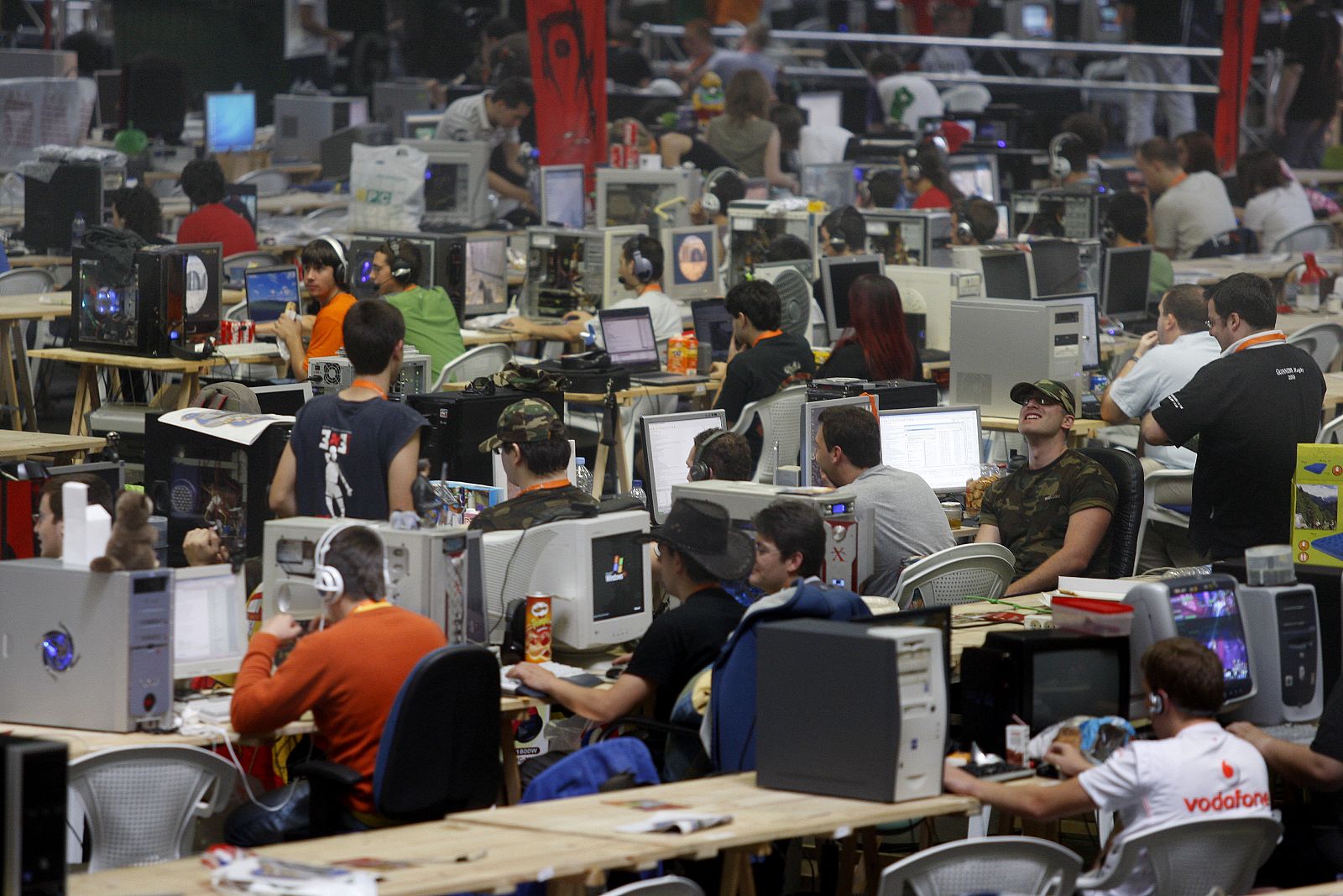 Computer enthusiasts take part in part in Euskal Encounter, a four day computer party in Baracaldo.