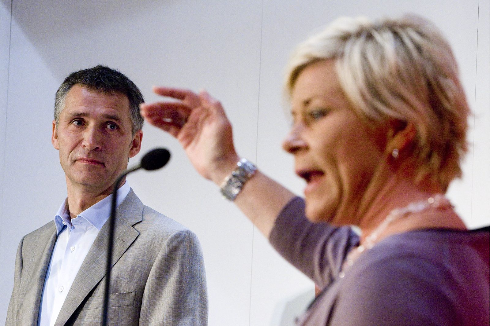 Jens Stoltenberg y Siv Jensen