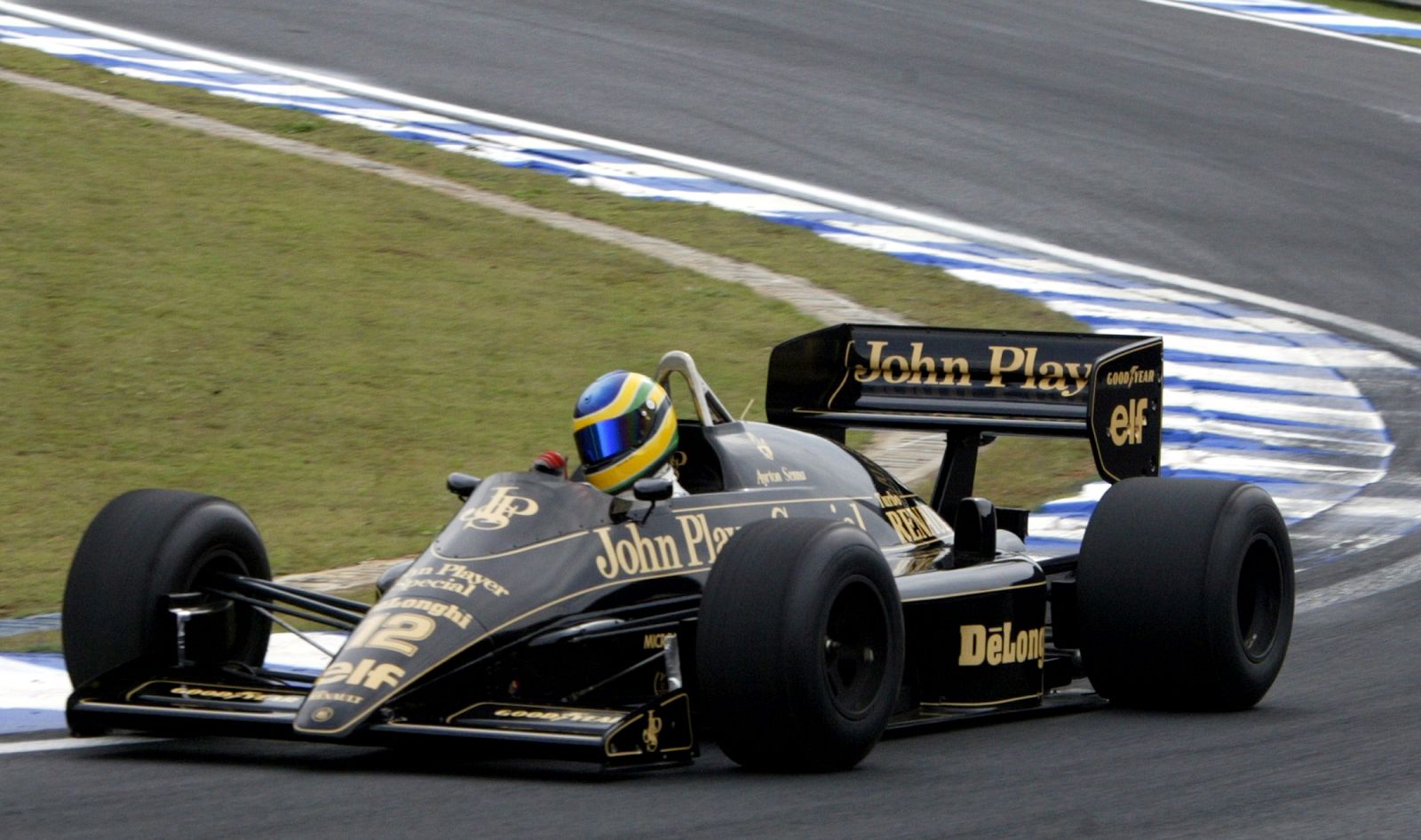 Bruno Senna, the nephew of late Brazilian racing great, [Ayrton] Senna, drives his uncle's 1986 Lotu..