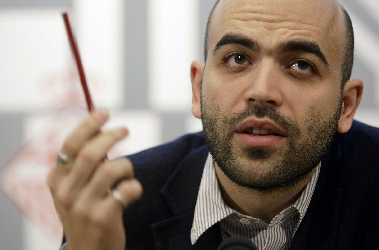 El escritor italiano Roberto Saviano durante una conferencia en Barcelona.