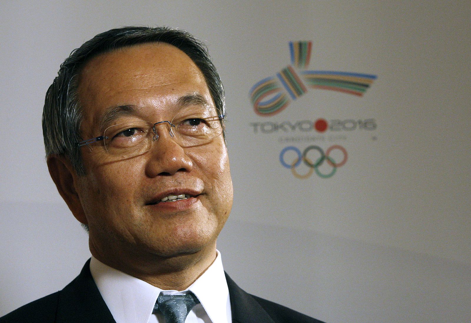 Chair and CEO for the Tokyo 2016 Olympic bid, Ichiro Kono, speaks to Reuters television after a news conference in London