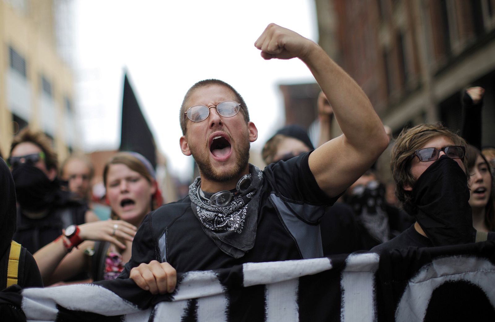 Protesters march downtown during a peace rally during the G20 Summit in Pittsburgh