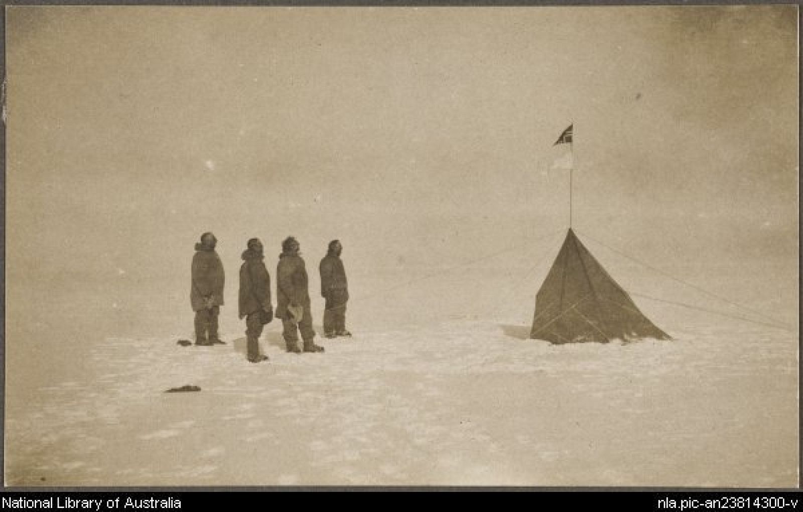 La única foto original de la llegada de Amundsen al Polo Sur